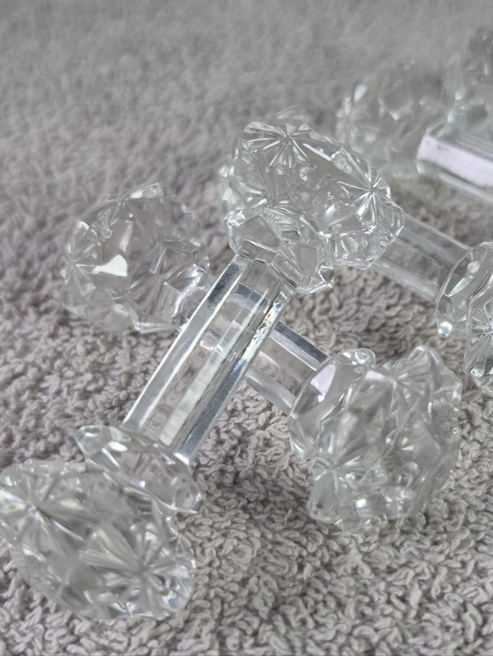 Vintage Faceted Glass Dumbbell-Shape Knife Rests Set Of Six